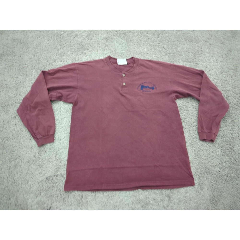 Women In Military Service Memorial Henley Shirt Womens Large Lee Red Made in USA